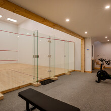 indoor squash court and fitness room 